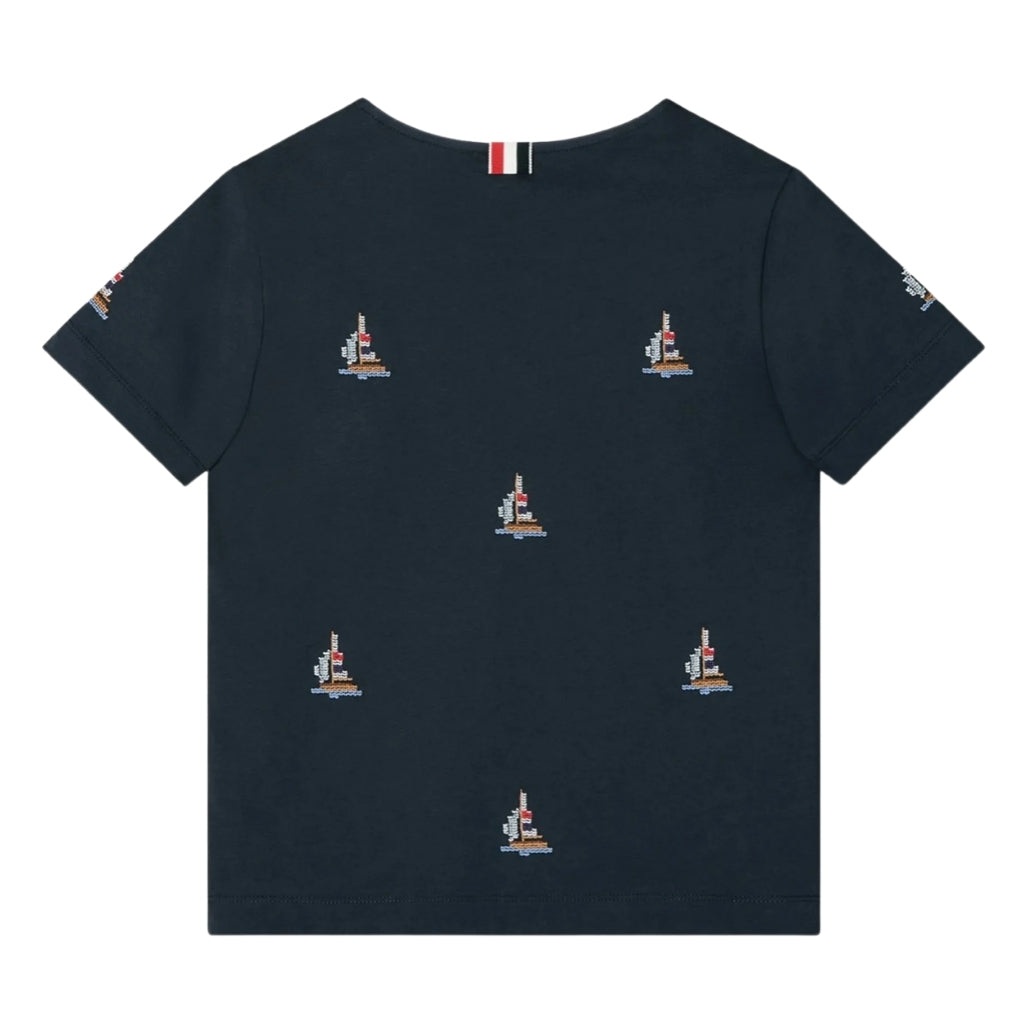 Thom Browne Kids Ringer Crew Neck Tee