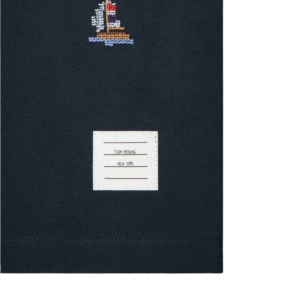 Thom Browne Kids Ringer Crew Neck Tee