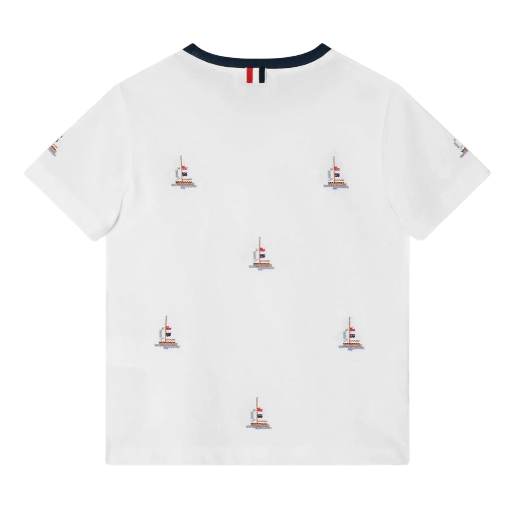 Thom Browne Kids Ringer Crew Neck Tee