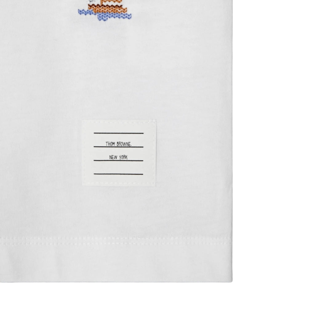 Thom Browne Kids Ringer Crew Neck Tee