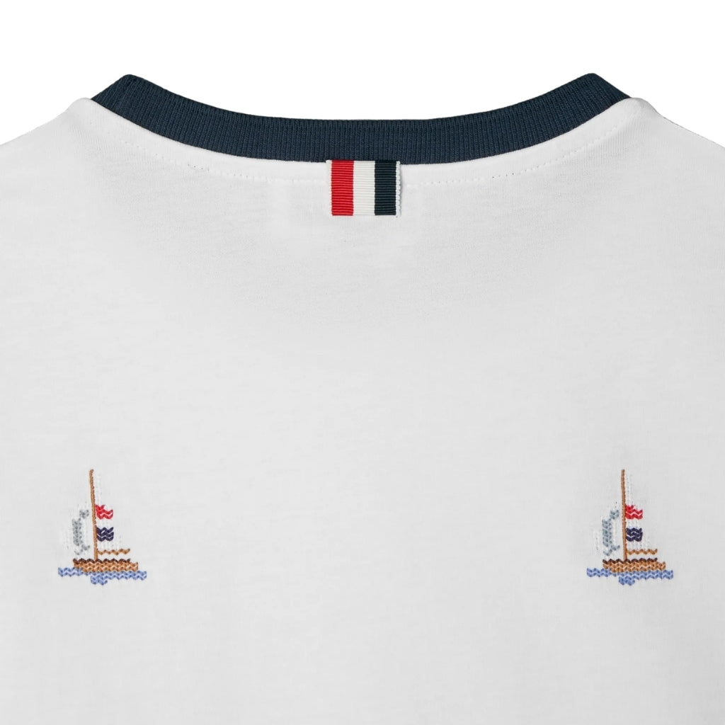 Thom Browne Kids Ringer Crew Neck Tee