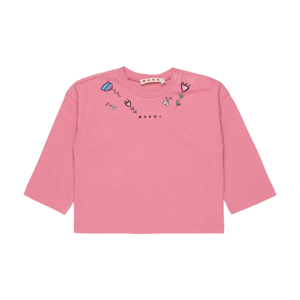 Marni Kids Embellished Collar T-shirt