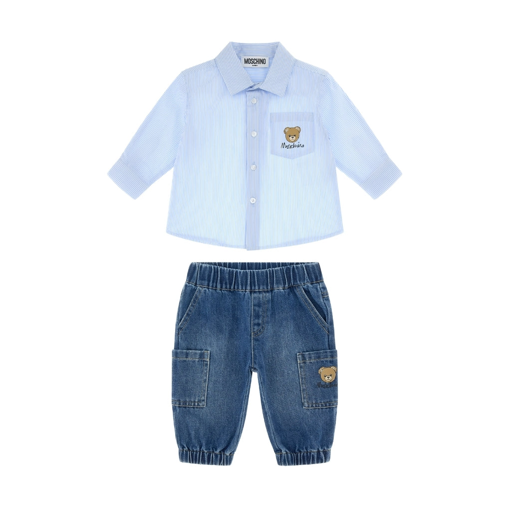 Moschino Kids Shirt and Denim Trousers Set