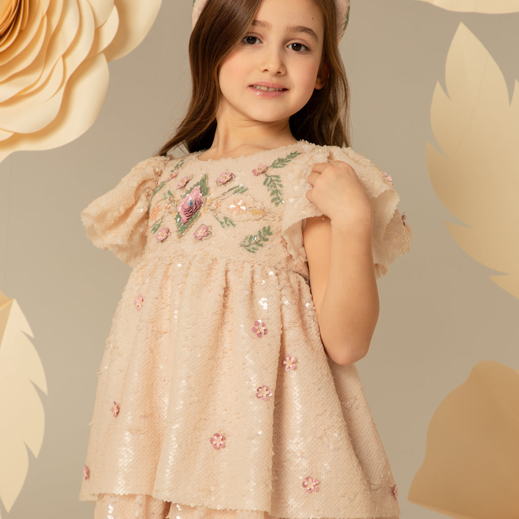 Eirene Tiered Embroidered Tulle Dress