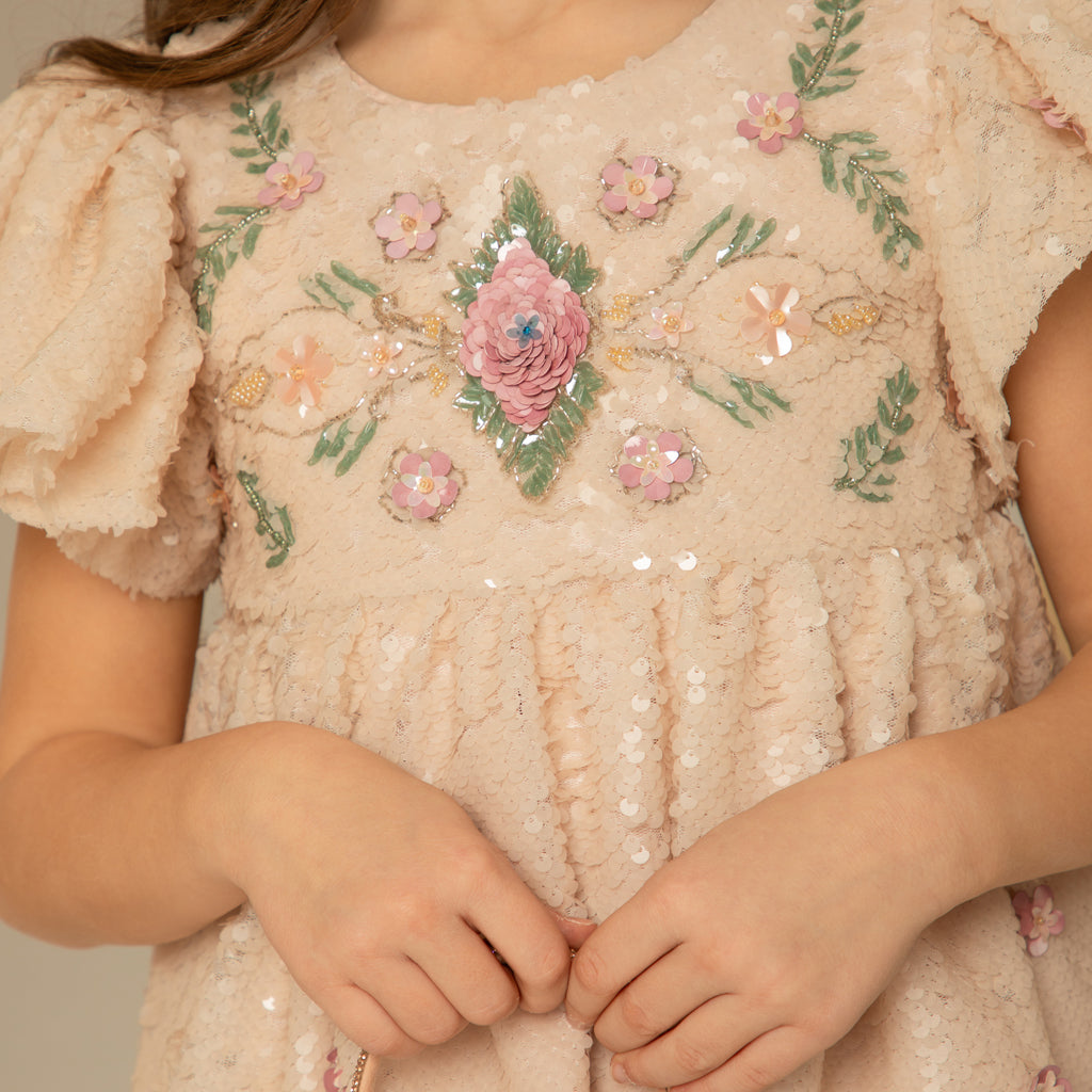 Eirene Tiered Embroidered Tulle Dress