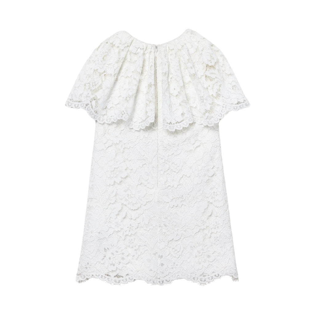 Self Portrait Kids White Floral Lace Cape Dress