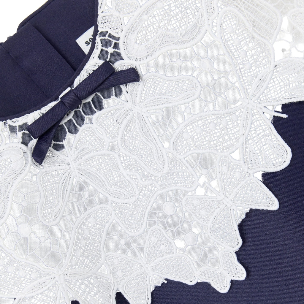 Self Portrait Kids Navy Taffeta Butterfly Dress