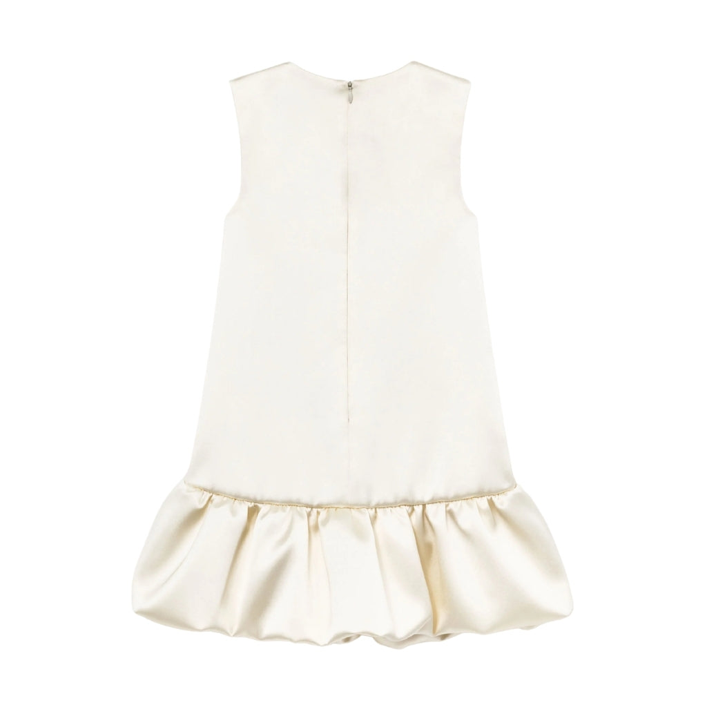 Self Portrait Kids Cream Satin Bubble Hem Dress