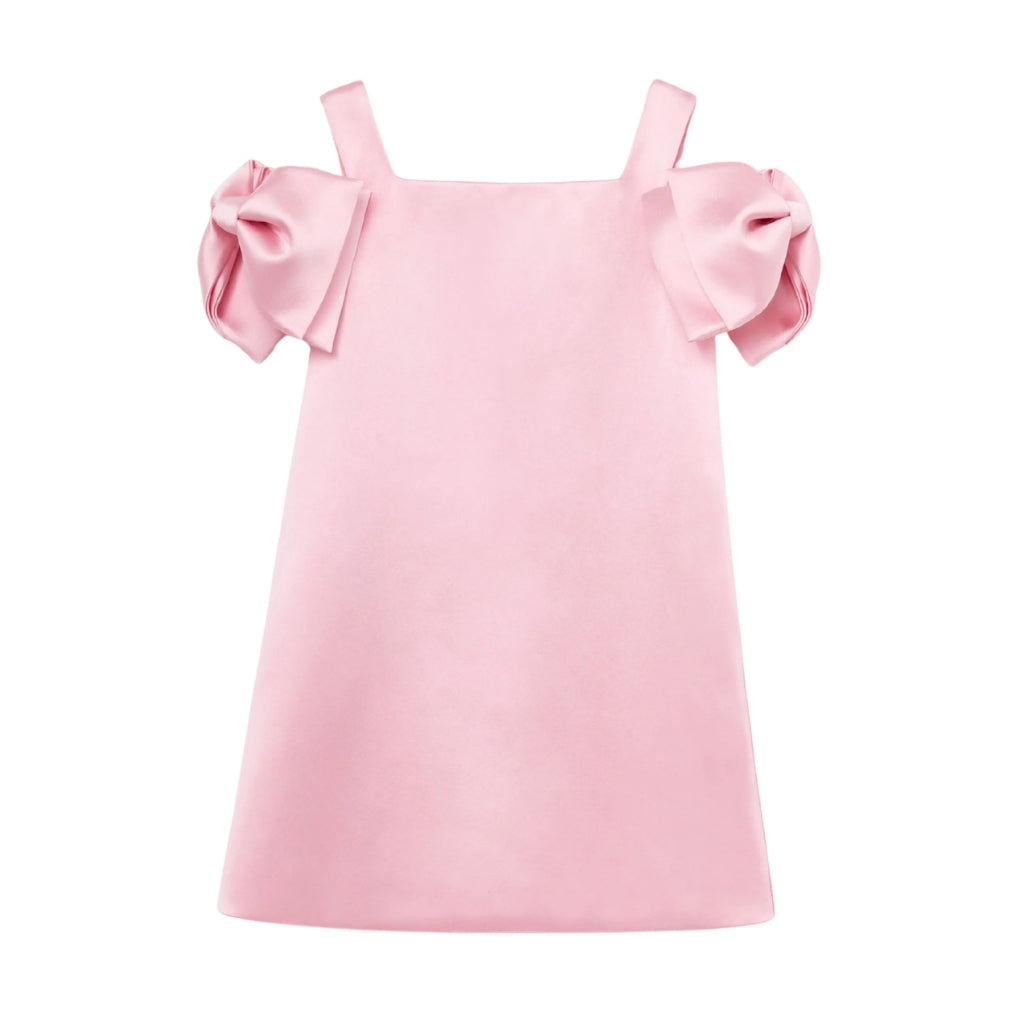 Self Portrait Kids Pink Satin Bow Dress