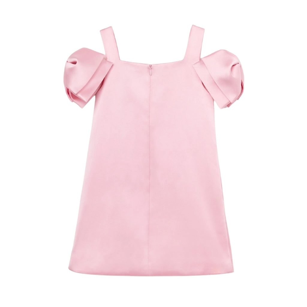 Self Portrait Kids Pink Satin Bow Dress