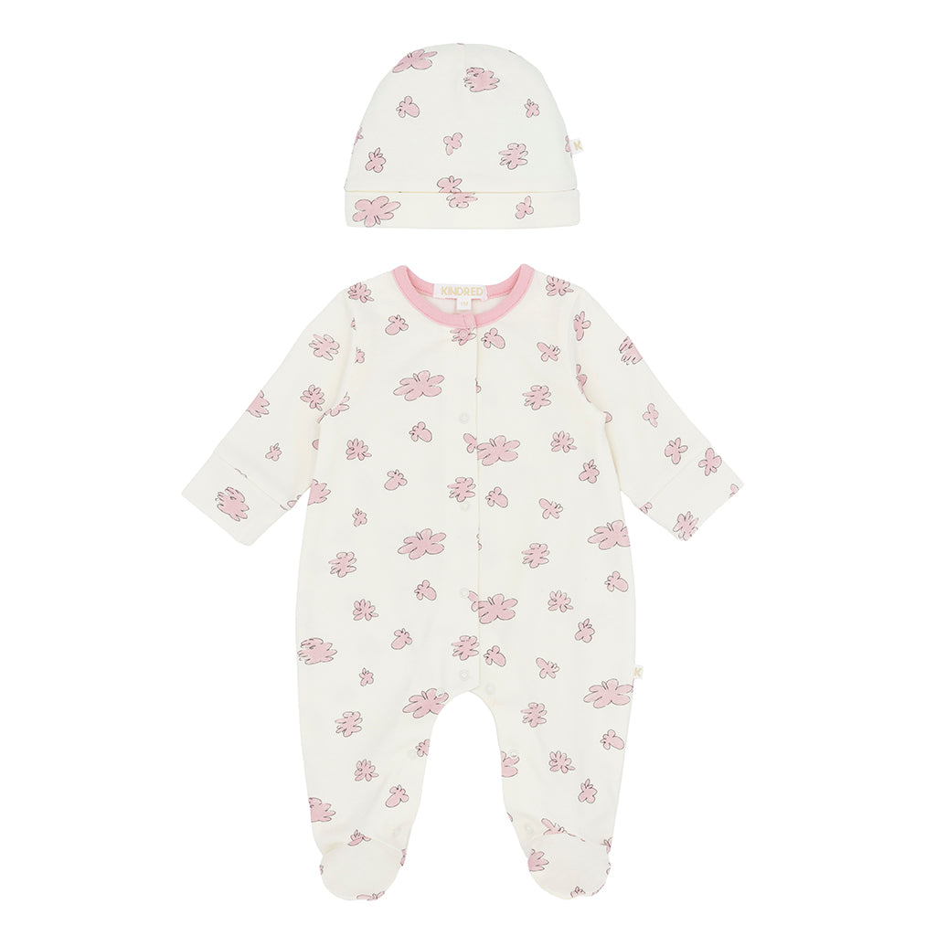 KINDRED Indigo Sleepsuit With Feet and Hat Set