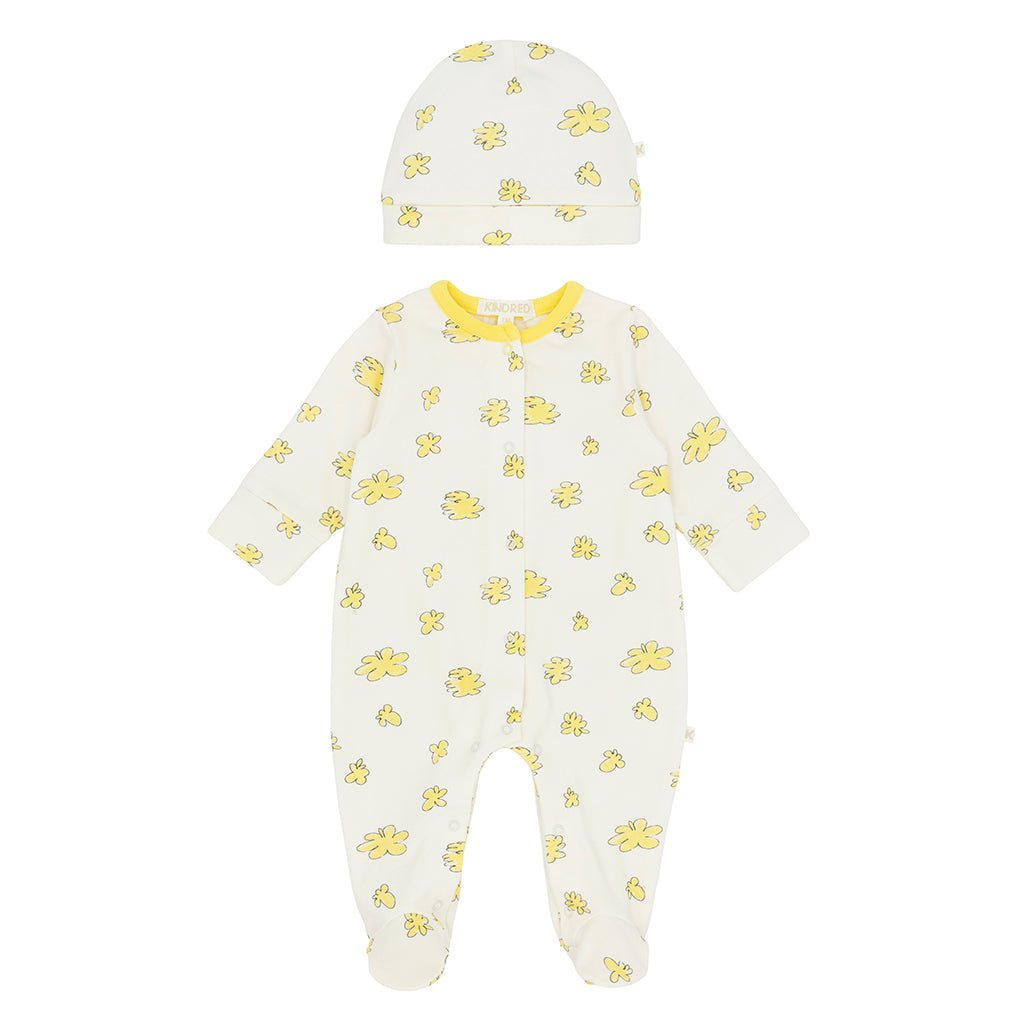 KINDRED Indigo Sleepsuit With Feet and Hat Set
