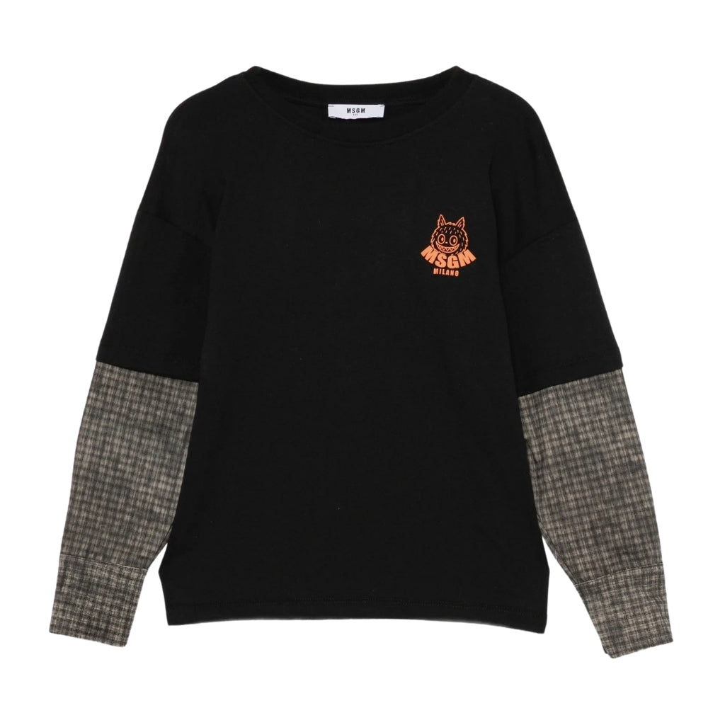 MSGM Kids Monster Long Sleeve Overlay T-shirt