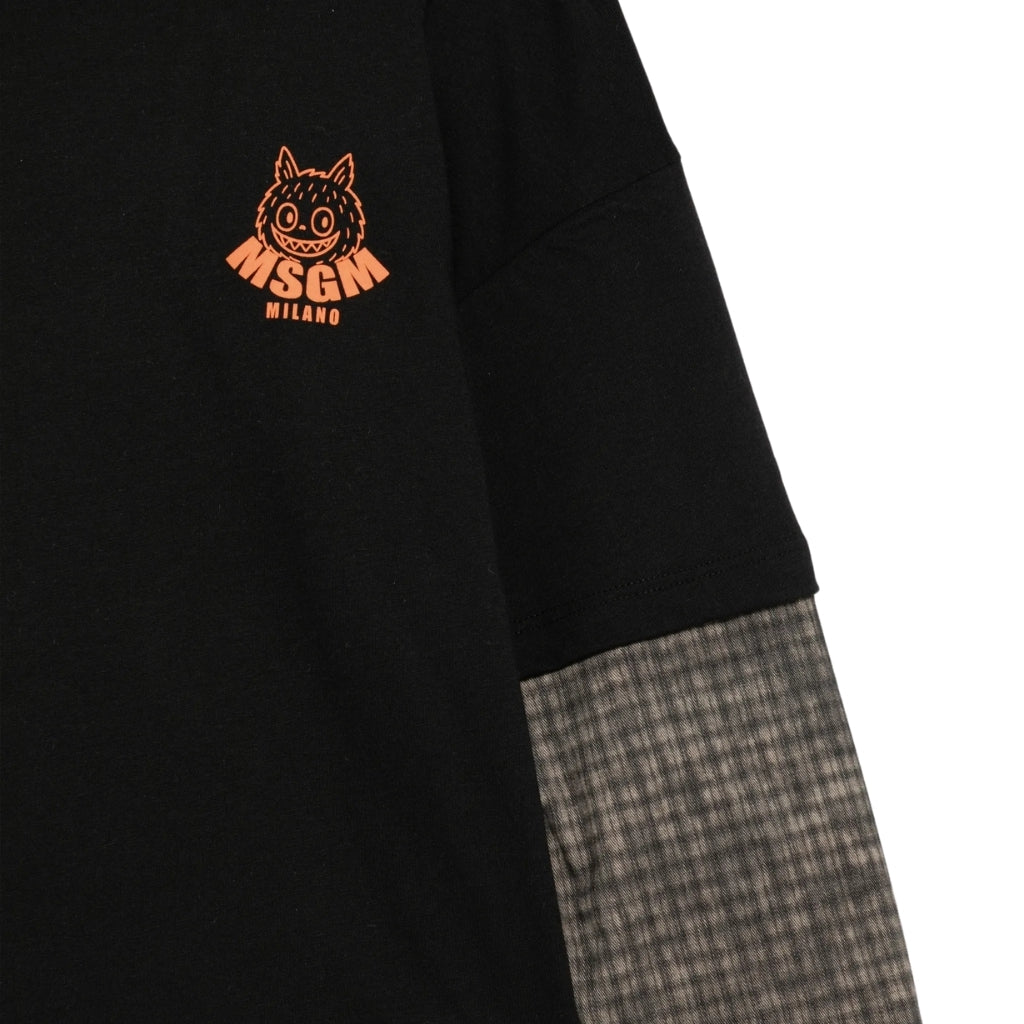 MSGM Kids Monster Long Sleeve Overlay T-shirt