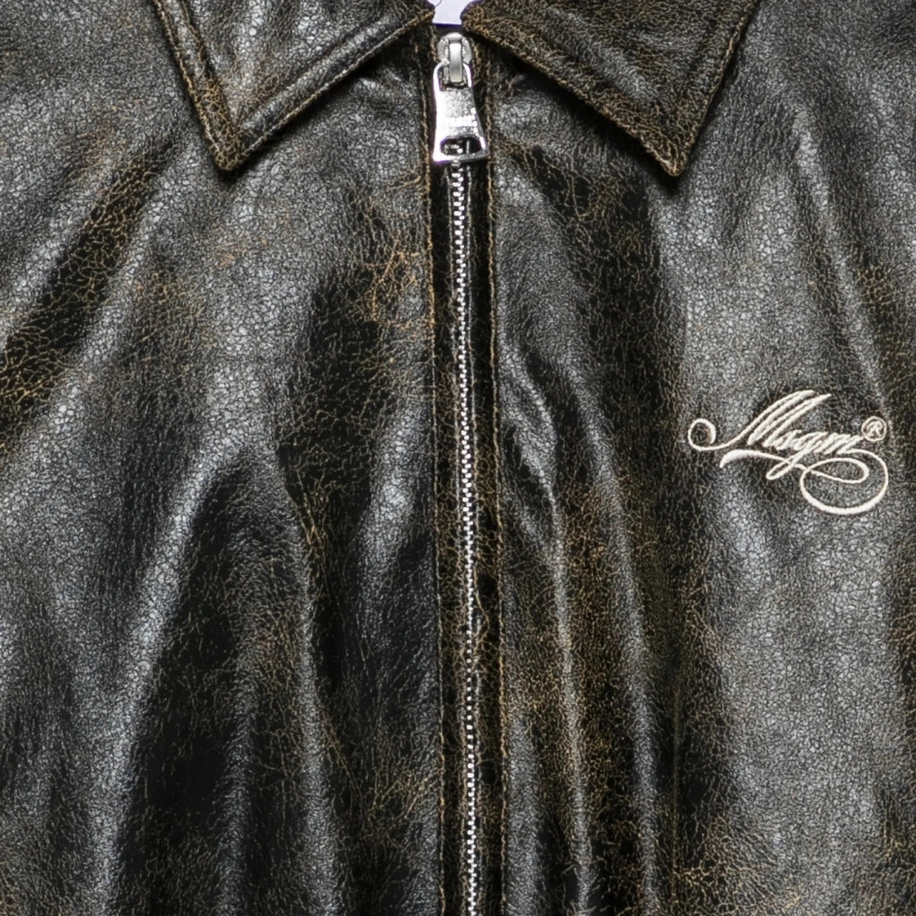 MSGM Kids Cracked Effect Faux Leather Jacket