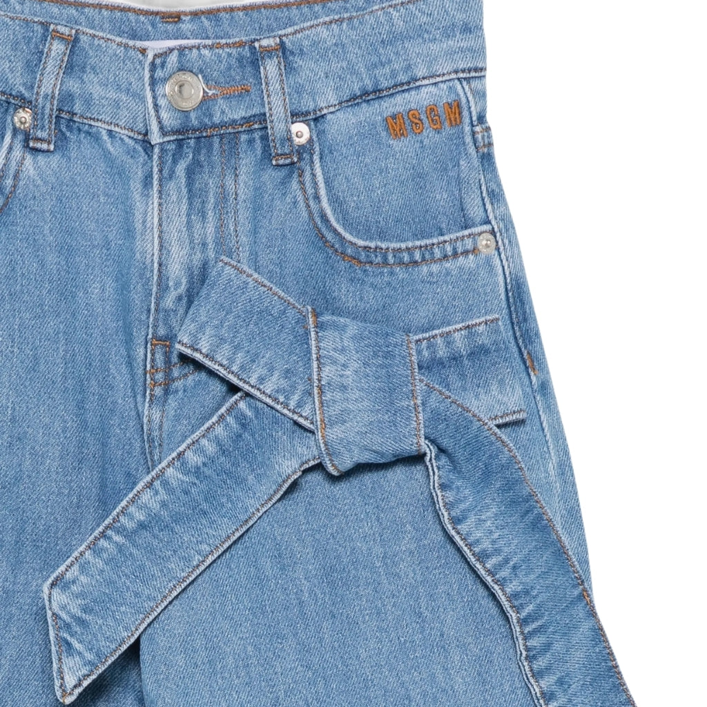 MSGM Kids Bow Denim Skirt