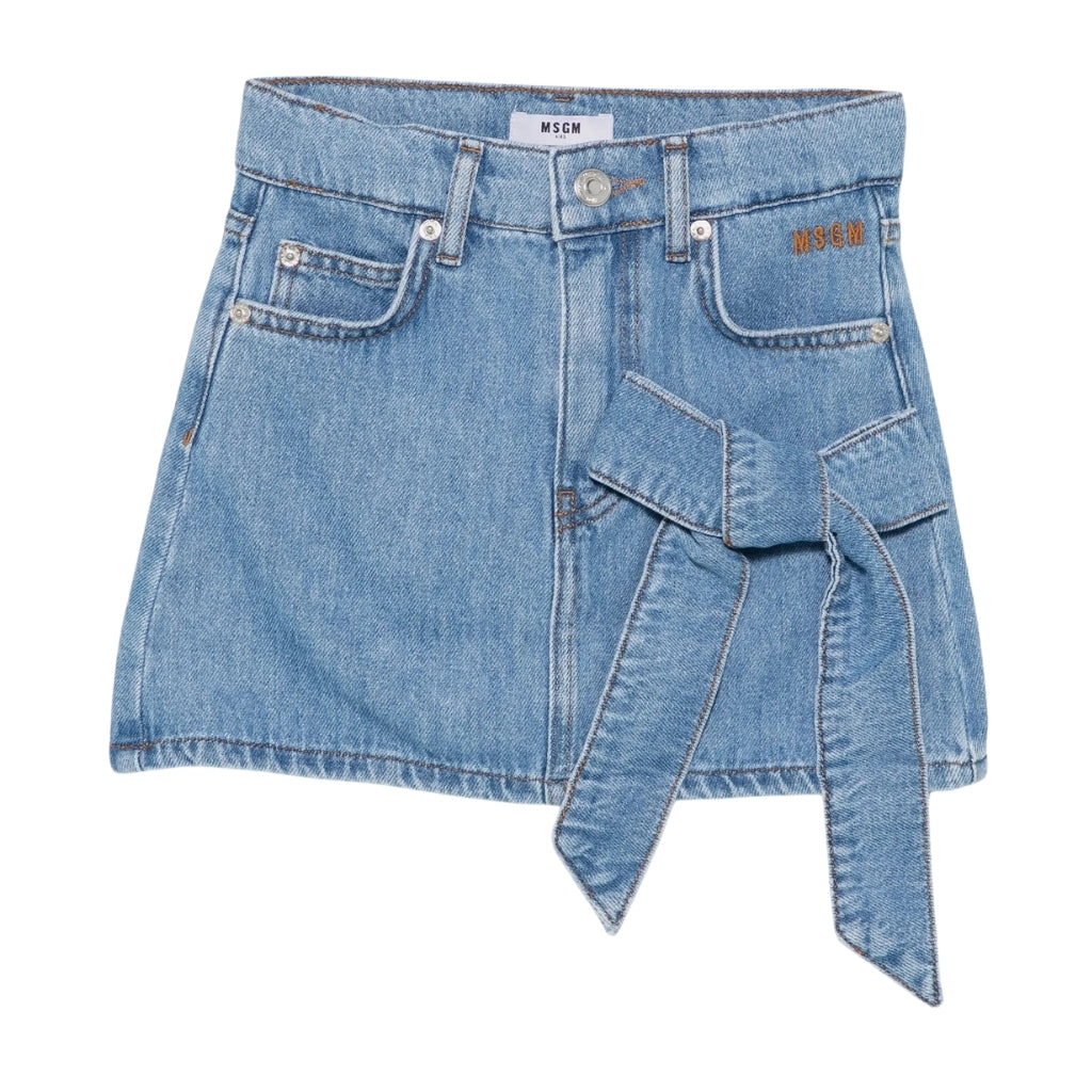 MSGM Kids Bow Denim Skirt