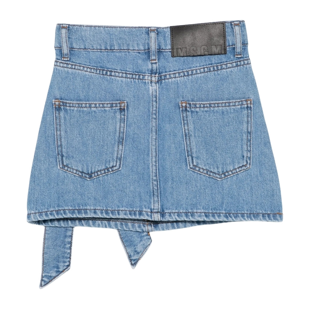 MSGM Kids Bow Denim Skirt