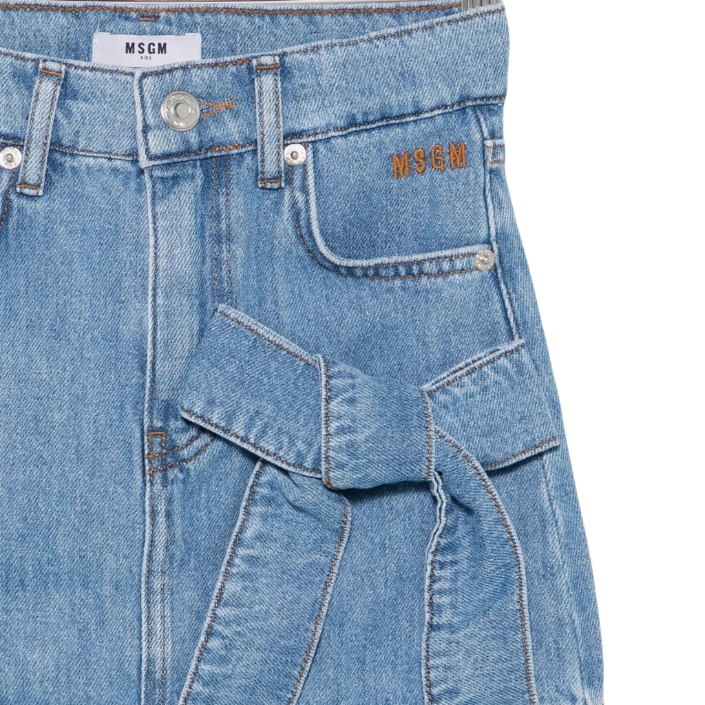 MSGM Kids Bow Denim Skirt