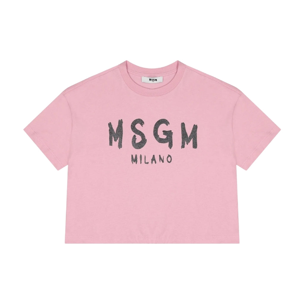 MSGM Kids Glitter Logo T-shirt