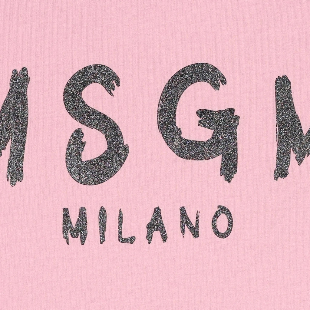 MSGM Kids Glitter Logo T-shirt