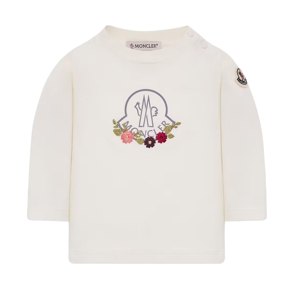 Moncler Enfant Floral Long Sleeve Cotton Blend T-shirt