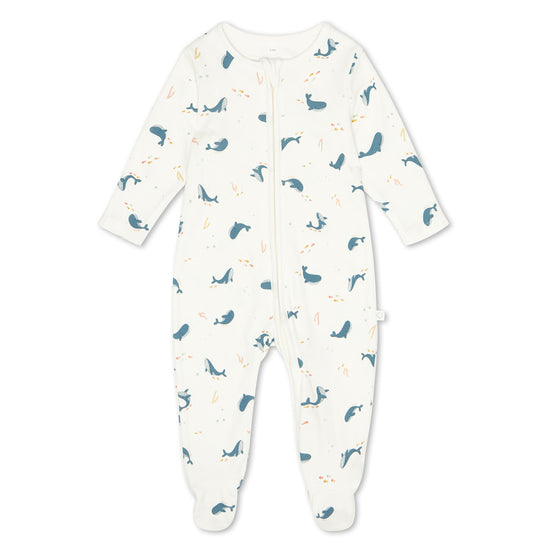 Ocean Print Two Way Zip-Up Sleepsuit