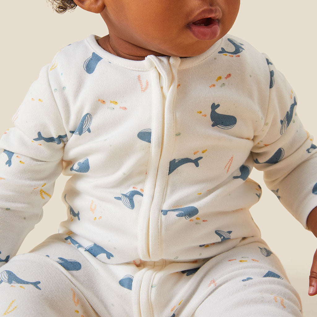 Ocean Print Two Way Zip-Up Sleepsuit