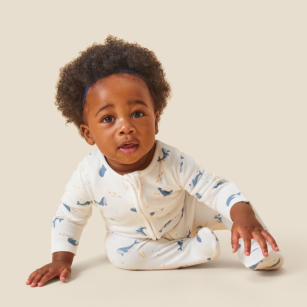 Ocean Print Two Way Zip-Up Sleepsuit