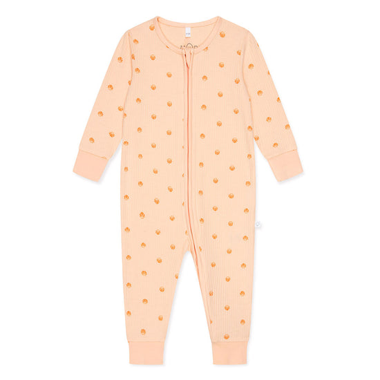 Ribbed Scallop Print Two Way Zip-Up Sleepsuit