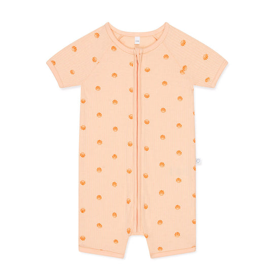 Ribbed Scallop Print Summer Zip-Up Sleepsuit