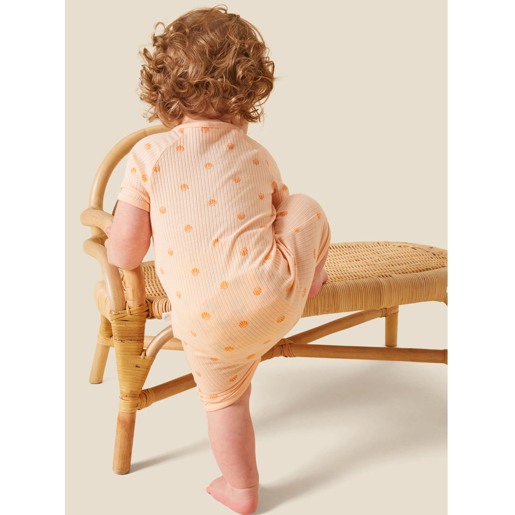 Ribbed Scallop Print Summer Zip-Up Sleepsuit