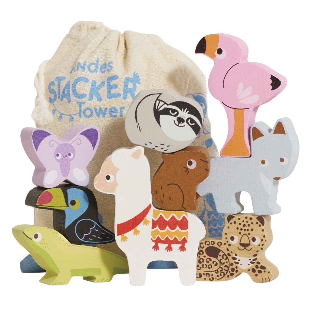 Le Toy Van Wooden Stacking Animals & Bag - Andes