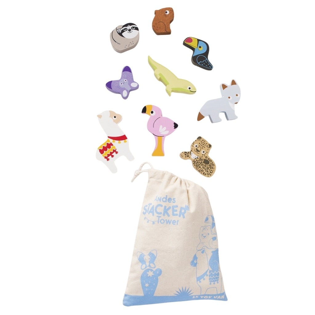 Le Toy Van Wooden Stacking Animals & Bag - Andes