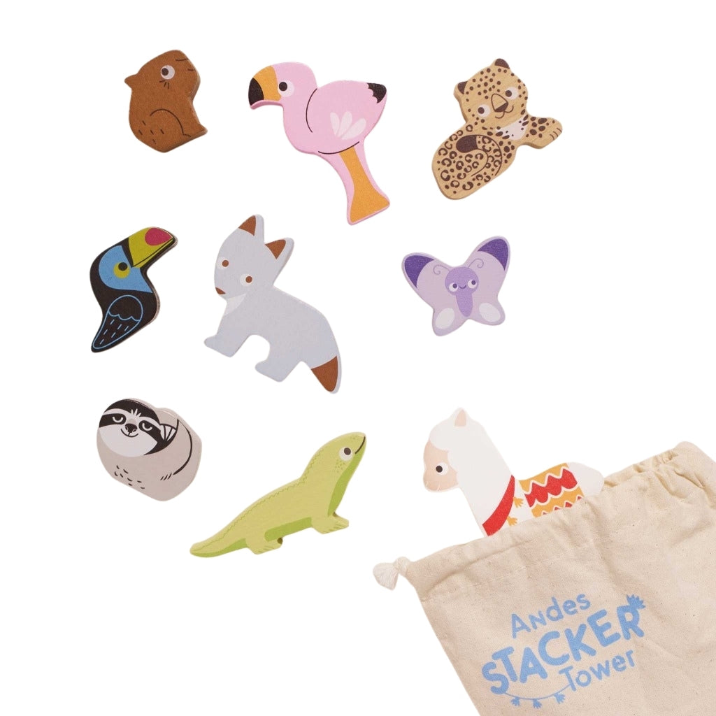 Le Toy Van Wooden Stacking Animals & Bag - Andes