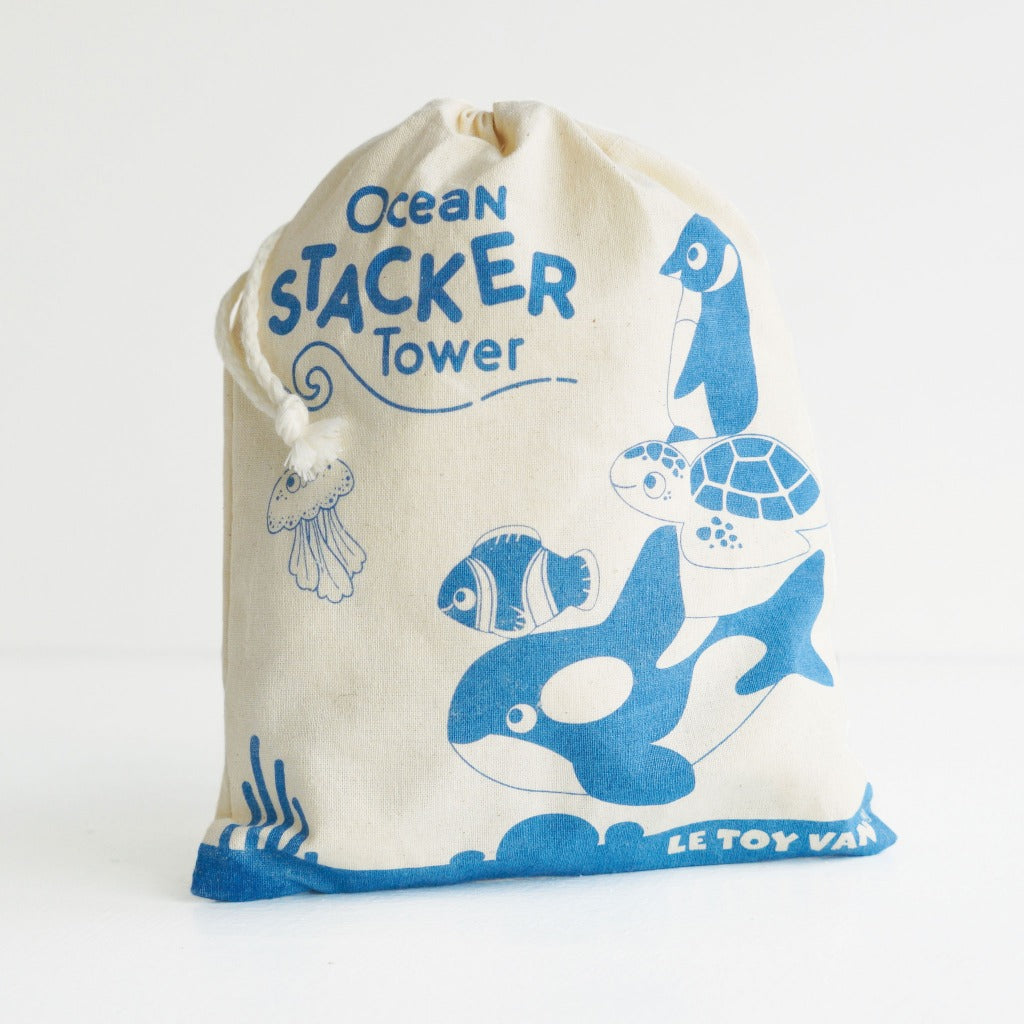 Le Toy Van Wooden Stacking Animals & Bag - Ocean Life