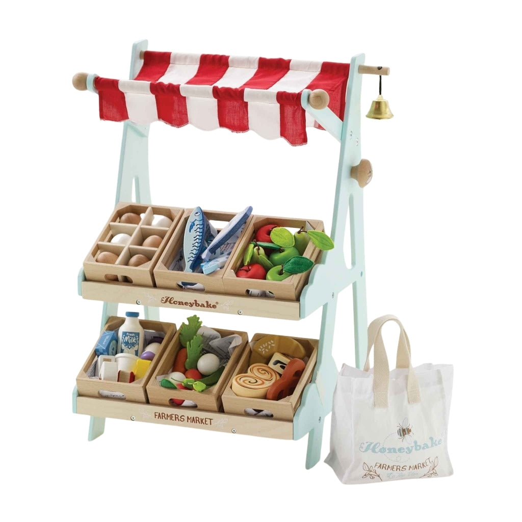 Le Toy Van Wooden Market Stall & Fruit Play Food Crate