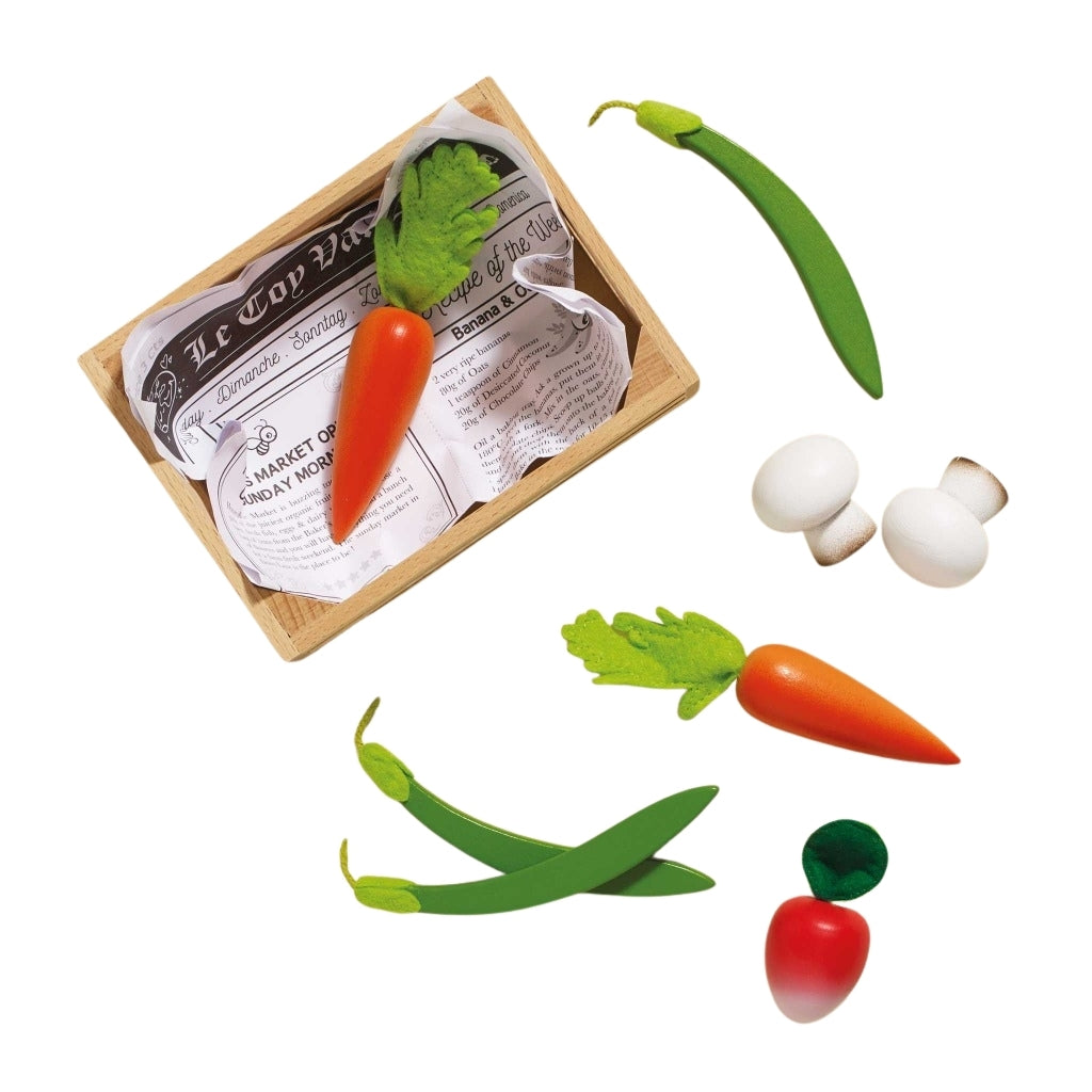 Le Toy Van Wooden Market Crate - Harvest Vegetables