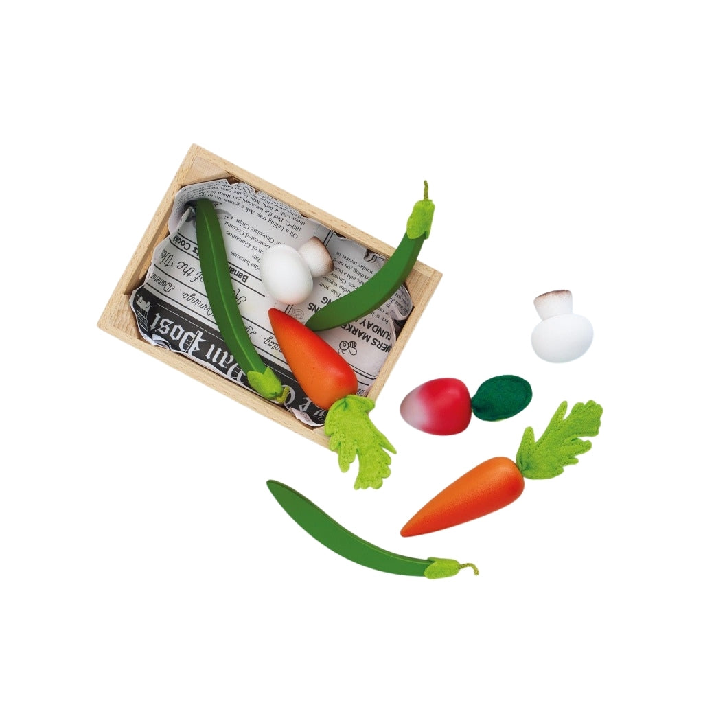 Le Toy Van Wooden Market Crate - Harvest Vegetables