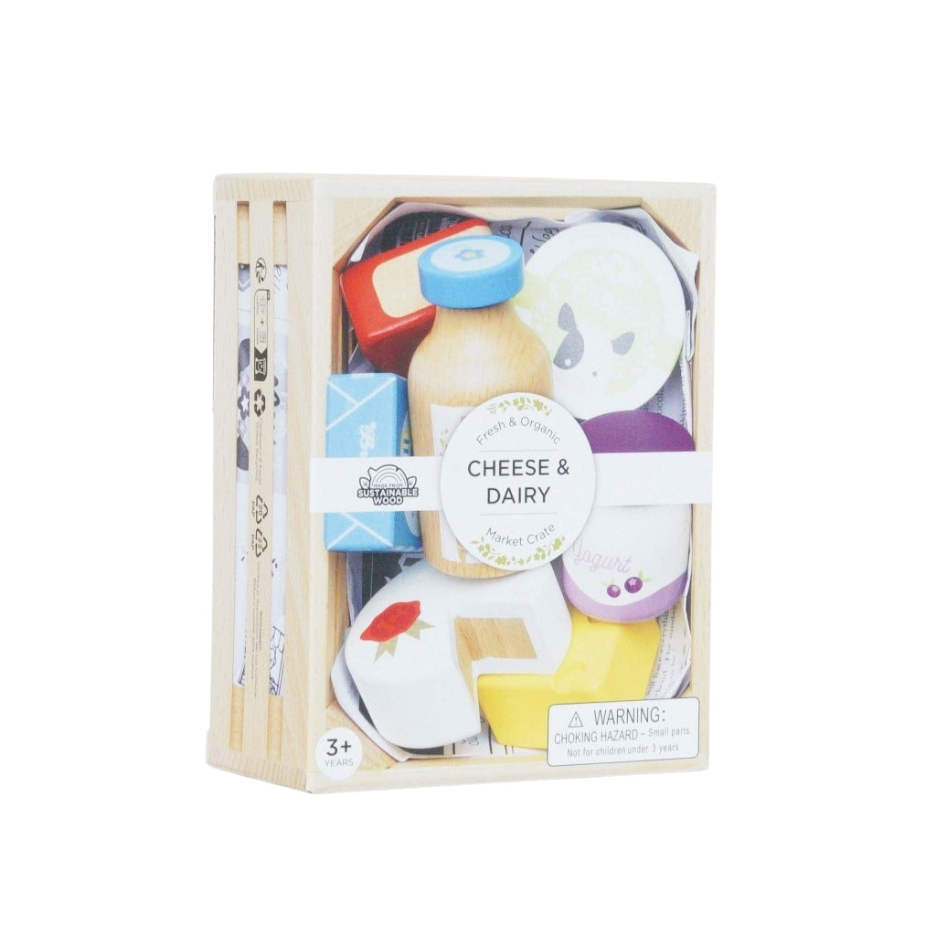 Le Toy Van Wooden Market Crate - Cheese & Dairy