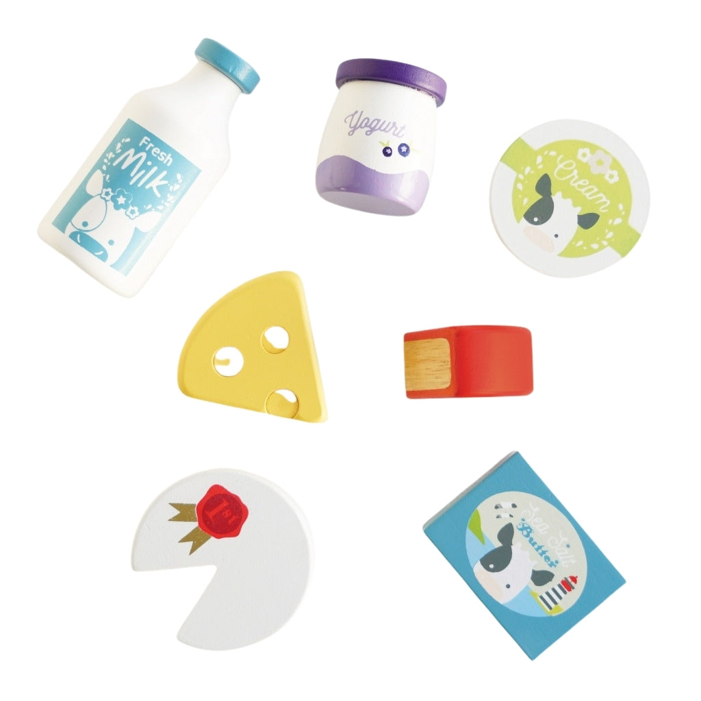 Le Toy Van Wooden Market Crate - Cheese & Dairy