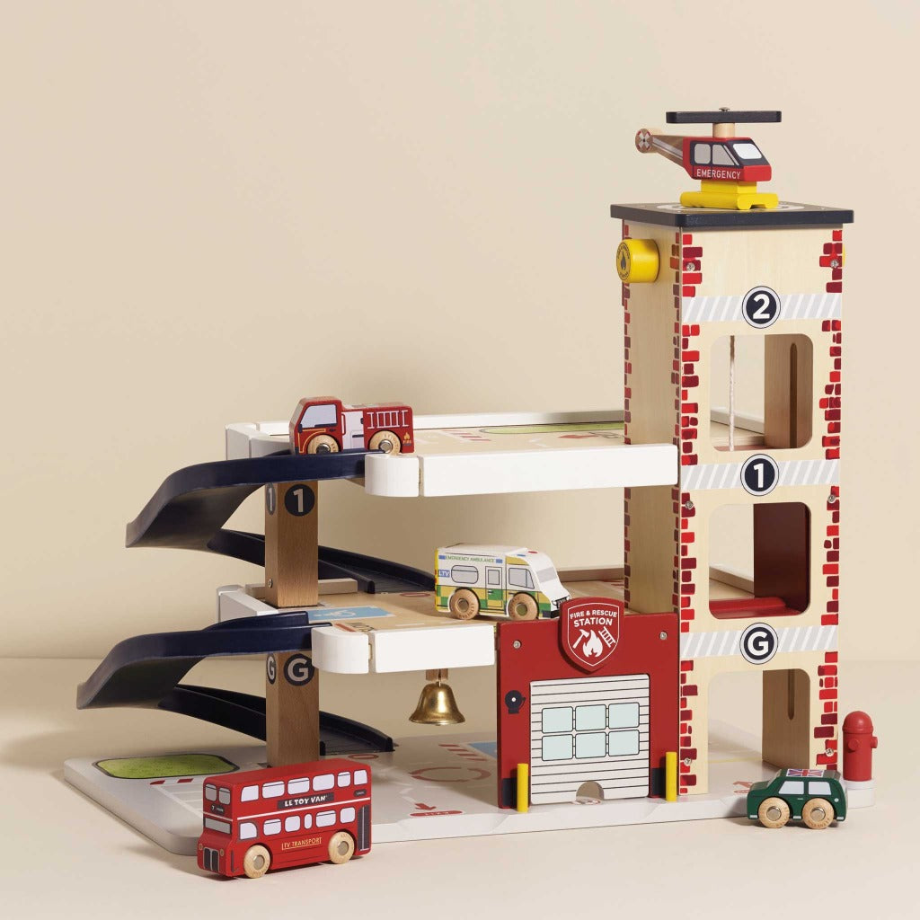 Le Toy Van Fire & Rescue Wooden Garage