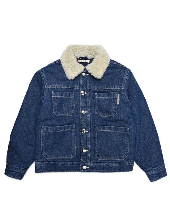 Load image into Gallery viewer, Denim-Jacket-with-Shearling-Collar-100323032IND-Image-1
